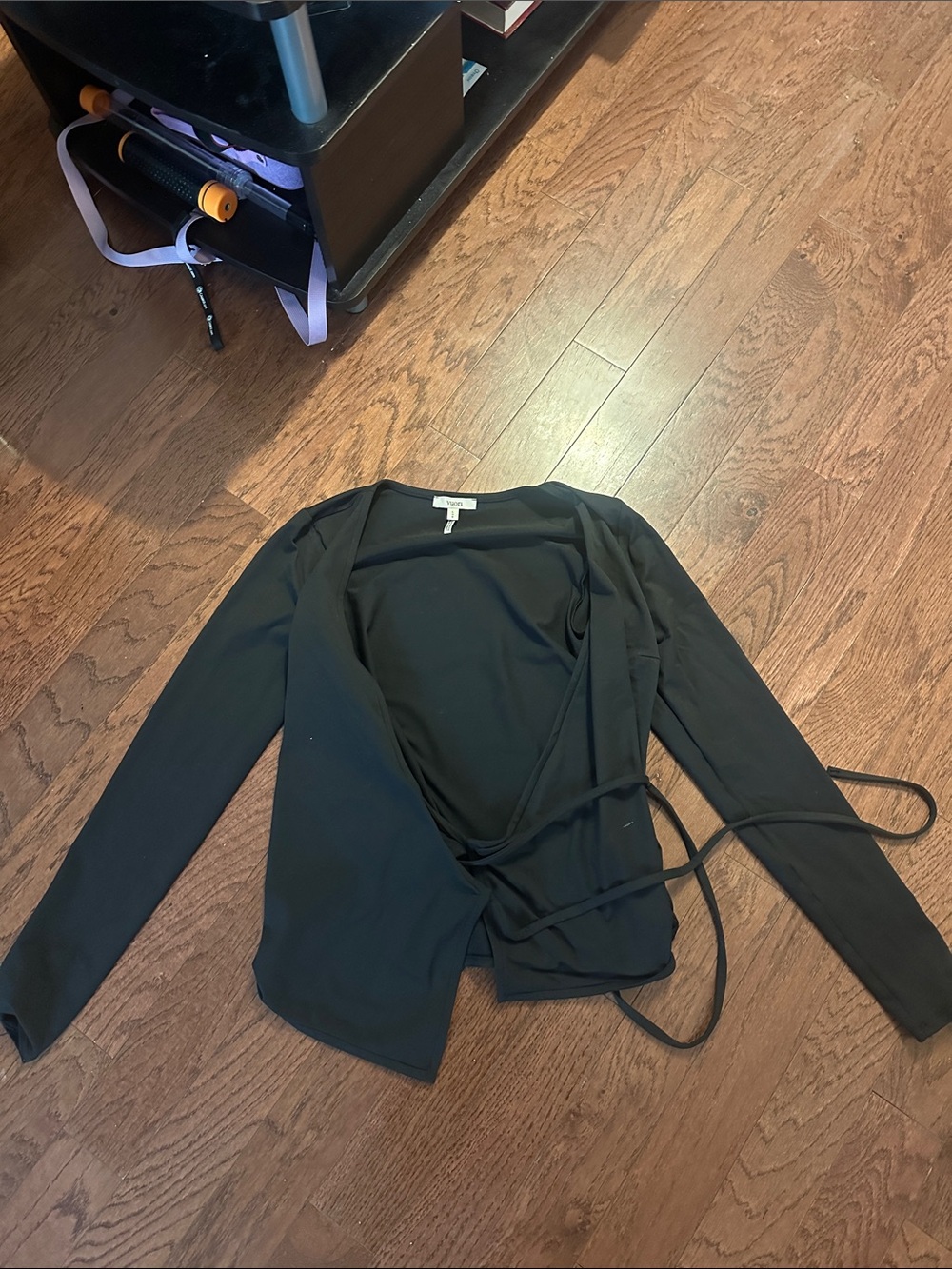 Vuori Black Wrap Cardigan with Self-Tie
